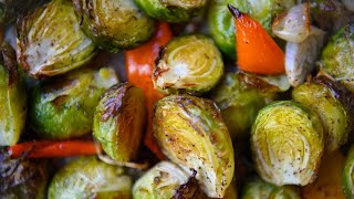 How to Make Roasted Brussels Sprouts with Red Peppers amp Shallots [upl. by Sherrie788]