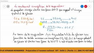 8Bilan énergétique rendement énergétique  Fermentation 2BAC PC  SVT [upl. by Clarinda127]