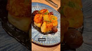 eating hot wood grilled fire roasted halloumi cheese HighSpeedDining [upl. by Llednek]