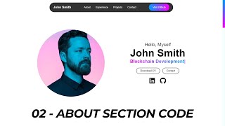 How to build a Simple Portfolio Website using HTML CSS amp JavaScript  About Section Code [upl. by Notgnillew12]