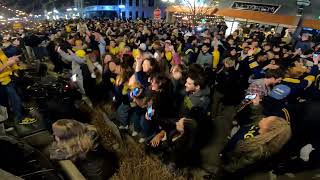 Michigan fans pour onto South University Ave to celebrate national championship [upl. by Knut]