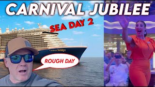 Carnival Jubilee Sea Day 2  Kyndall quotFiiiirequot Is She The Best Cruise Director [upl. by Knute533]