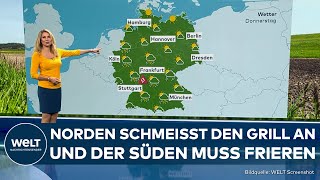 WETTER Regen und Kälte in Süddeutschland im Norden meist trocken und warm  perfekt zum Grillen [upl. by Settle]