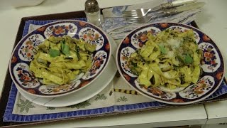 Ricette da Sballo Pappardelle Zucchine Pancetta affumicata e pesto [upl. by Anem]