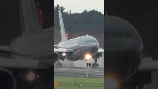 shorts Canforce A310 CC150 Polaris Kicks up spray landing at Prestwick [upl. by Arem526]