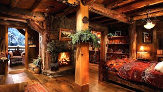 Winter Cabin Atmosphere under the Snowy Mountains  Warm Fireplace Relaxing Snow for Sleeping [upl. by Mordecai]