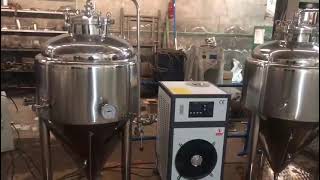 Conical stainless steel fermenter system with steam boiler and control boxalcoholicdrinks [upl. by Hertha]