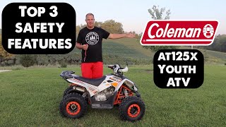 Top Safety Features of Coleman AT125x Youth ATV Kids ATV [upl. by Etteval238]