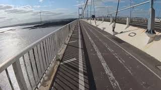 Cycling Across the Severn Bridge into Wales [upl. by Anertal870]