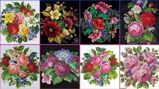 Floral cross stitch Hand embroidery thick cotton  Beautifull Hand cross stitch [upl. by Mignonne358]