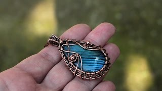 Simona  Copper pendant with blue labradorite in wire wrap technique [upl. by Nedi459]