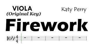 Firework Katy Perry Viola Original Key Sheet Music Backing Track Partitura [upl. by Leander]