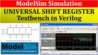 Verilog Code and Test bench of 8bit Universal Shift Register  Verilog HDL [upl. by Samp]