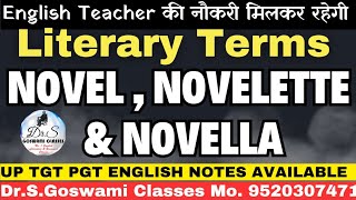 Literary Terms  NOVEL  NOVELETTE amp NOVELLA uptgt examliteraryterms drsgoswami motivation [upl. by Harol]