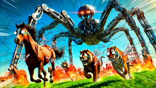 LA CARRERA DE ANIMALES CONTRA LOS ROBOTS  ANIMAL REVOLT BATTLE SIMULATOR [upl. by Eibrad]