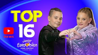 Junior Eurovision 2024  Top 16 Based On YouTube Views [upl. by Nievelt697]