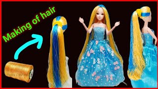 How to make doll hairmaking of Barbie hairHair RerootingHair highlights [upl. by Ardnaed]