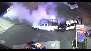 POLICE CHASE LIVE Suspect steals van truck during dangerous pursuit in LA Orange County [upl. by Kealey]