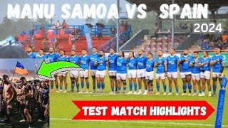 Manu Samoa Vs Spain Test Match Highlights 2024  Rugby Highlights  Manu Samoa Highlights [upl. by Ehsom]