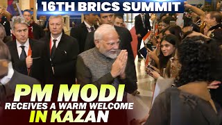 PM Modi Receives a warm welcome by Indian Community at Hotel in Kazan  BRICS Summit 2024 [upl. by Macintosh]