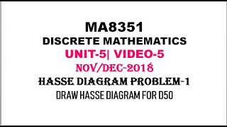 HASSE DIAGRAM PROBLEM1  MA8351 DISCRETE MATHEMATICS UNIT5 VIDEO5 [upl. by Yahsan363]