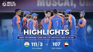 India quotAquot vs UAE  Mens T20 Emerging Teams Asia Cup  Match 8 [upl. by Stephenie477]