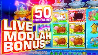 BIG WIN SESSION LIVE BONUSES on INVADERS ATTACK FROM THE PLANET MOOLAH  CASINO SLOTS [upl. by Hoebart]