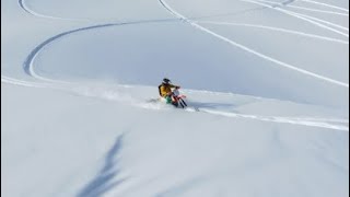 Snowbike stunts pushing the limits in snowy terrains [upl. by Yellehs]