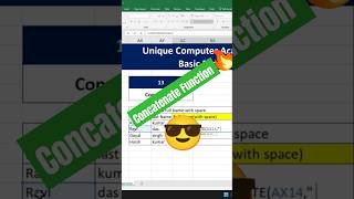 Concatenate Function in Excel  excel excelfunction excelformula msexcel exceltips [upl. by Barclay45]