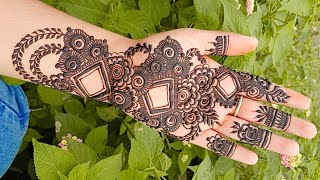 easy mehndi design karvachauth mehndi 2024  front hand mehndi aasan mehandi trendingytsong [upl. by Espy]