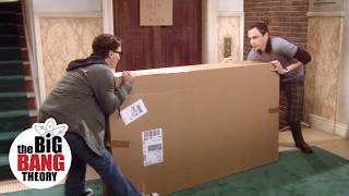 Sheldon and Leonard vs The Really Heavy Box  The Big Bang Theory [upl. by Nahtaneoj725]