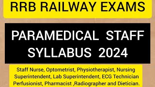 RRB PARAMEDICAL STAFF RECRUITMENT COMPLETE SYLLABUS [upl. by Junieta]