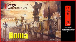 Luz nocturna con acuarela Watercolor night light Rome Vega Watercolours Vega Medina Plaza [upl. by Reivaj]