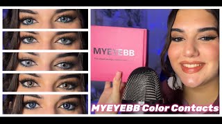 ASMR probando LENTILLAS DE COLORES😍  MYEYEBB✨ [upl. by Bolanger767]