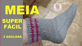 MEIA SUPER FÁCIL  TRICÔ  2 AGULHAS  UNISSEX [upl. by Annairda]