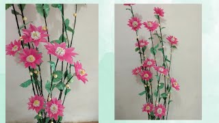 DIY Bunga Penghias Sudut Ruangan dari plastik kresek dan bambuHow to make flower with plastic bag [upl. by Ronny]