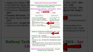 Railway Technician Grade 1 signal amp Technician Grade 3rd Recruitment 2024 Reopen 116 oct [upl. by Vergne]