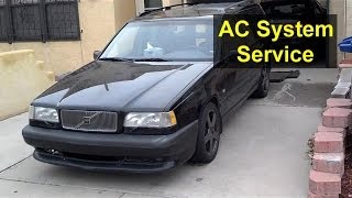 How to recharge the basic AC service on the Volvo 850 S70 V70 XC70  VOTD [upl. by Iralav]