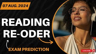 READING REODER PTE ACADEMIC amp PTE CORE  AUGUST 2024 Practice Predictions [upl. by Aerdna]