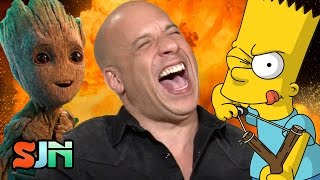 Vin Diesel Loses It Doing Baby Groot AS Bart Simpson Plus Buzz Lightyear amp Nina Dobrev [upl. by Kirsten]