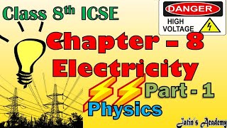 Chapter 8 Electricity part 1 class 8th icse in hindi Current electricity physics jatinacademy [upl. by Steinman]