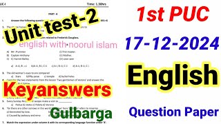 1st PUC English 2nd test question paper keyanswers 2024 kseab [upl. by Birdella]