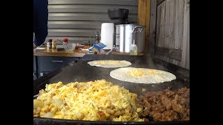 Camp Chef Flat Top Grill FTG600 Breakfast Burritos 4K Jan 2019 [upl. by Evvie919]