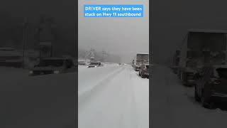 Ontario SNOW storm 2024 DRIVER says they have been stuck on Hwy 11 southbound south of Gravenhurst [upl. by Hguh]