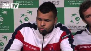 Tennis  Coupe Davis  Tsonga  quotJe me sens responsablequot 2311 [upl. by Armillia]