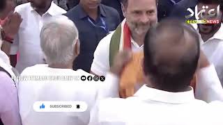 Rahul Gandhi arrives at Gandhian Ideology Centre in Hyderabad for a meeting on caste survey [upl. by Ellekcim]