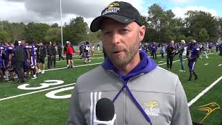 Michael Faulds postgame comments after a victory over Guelph in Week 3 [upl. by Jabon]