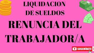 LIQUIDACION DE SUELDOS RENUNCIA DEL TRABAJADOR  A [upl. by Supple]