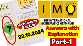 SOF Math Olympiad 202425 CLASS 7 set A Question with Solution SOF IMOAchievers Section imoclass7 [upl. by Aeret]