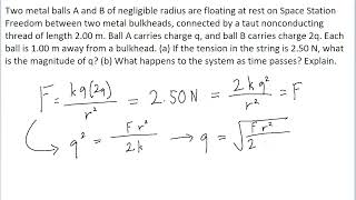 Two metal balls A and B of negligible radius are floating at rest on Space Station Freedom between [upl. by Colville]